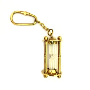 Solid Brass Hourglass Keychain